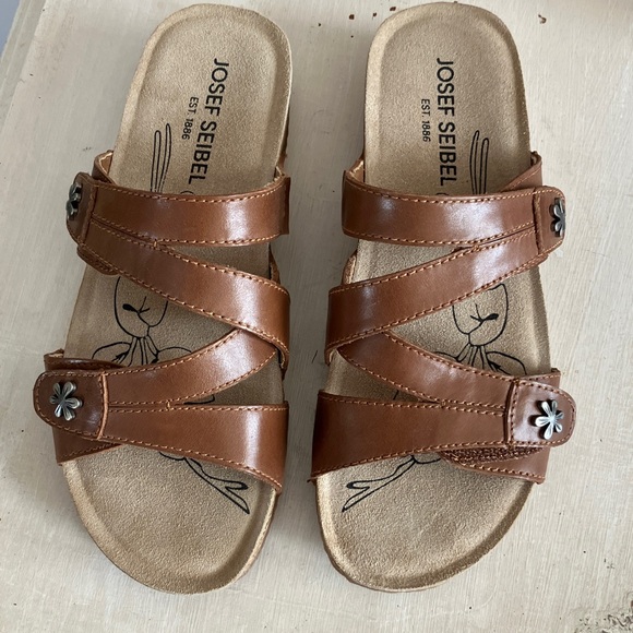 Josef Seibel Tan Leather Tonga 82 sandals 38 - Picture 1 of 5